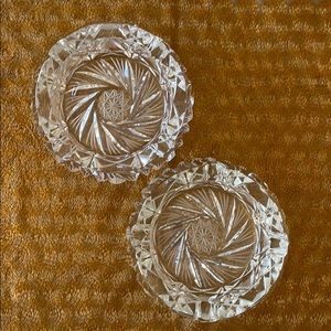 2 VTG Czech cut crystal 6” ashtrays